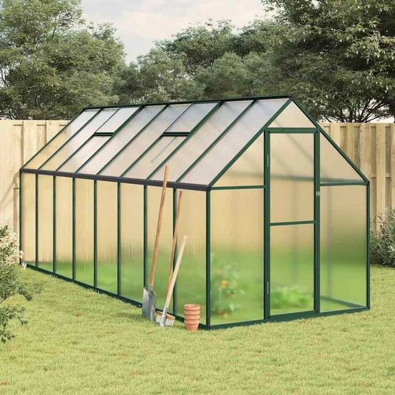 Serre aluminium et polycarbonate vert 445 x 169 x 195 cm - PANGIVO - Image 1
