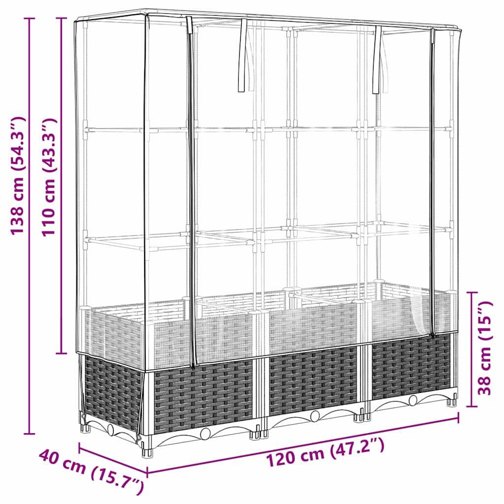 Vidaxl - Jardinière surélevée avec housse aspect rotin 120x40x138 cm vidaXL 4015843 - Image 3