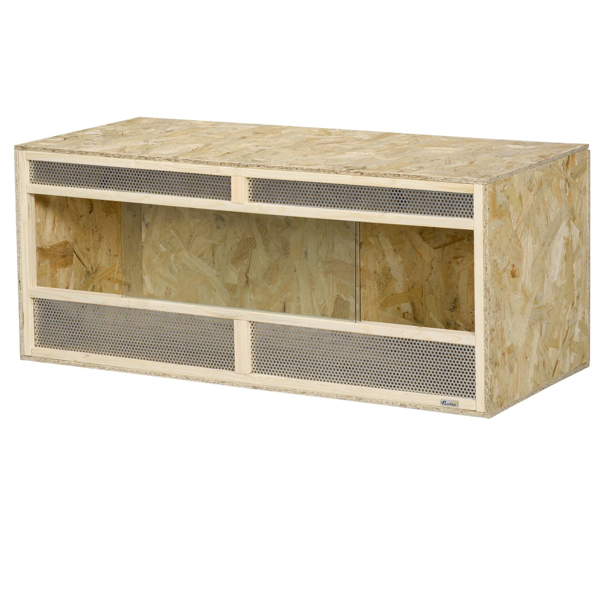 Terrarium en bois OSB pour reptiles avec porte coulissante en verre - 120 x 50 x 50 cm naturel - Image 2