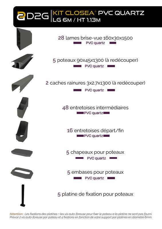 Closea - Kit cloture - Lame 16cm   - PVC Quartz - LG: 6m x H: 1m74 Closea - Image 4