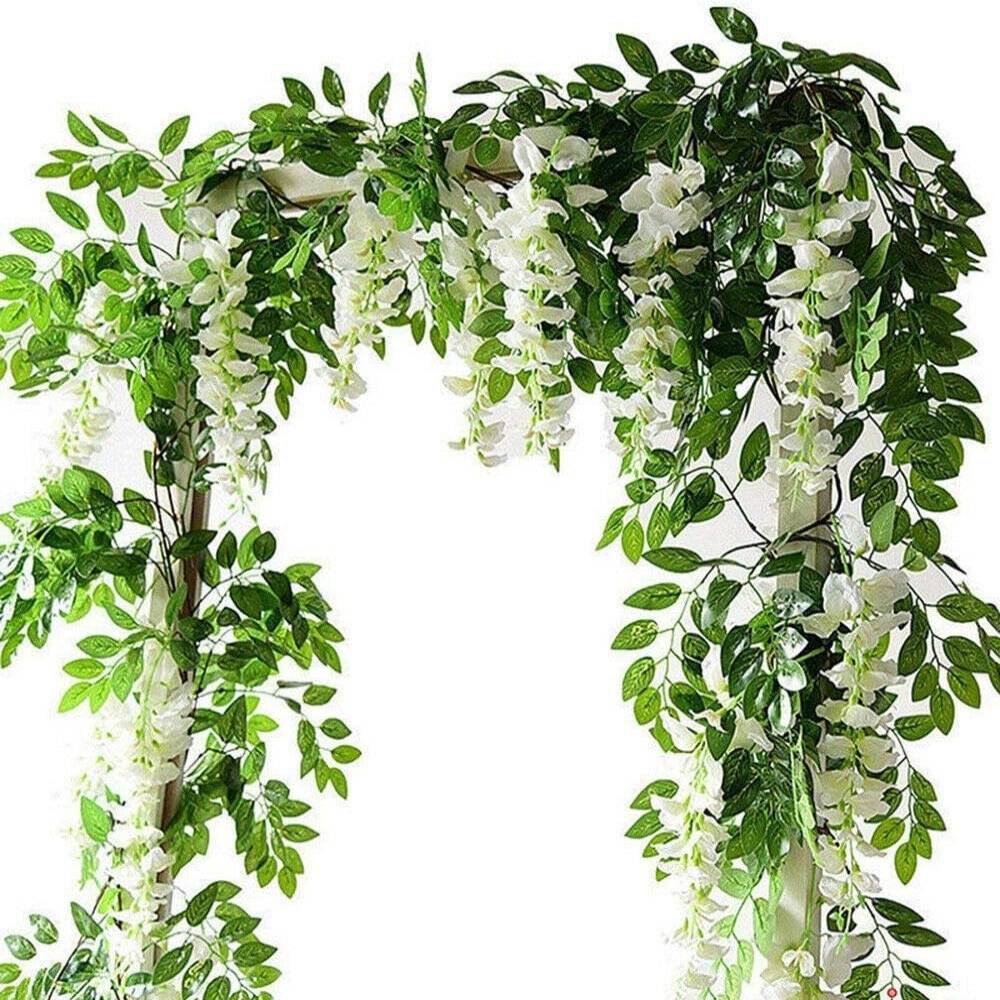 Décoration Plafond Glycine et Cassia Artificielles Blanc - Lot de 2 - Fleurs Réalistes Sans Entretien - Lytech - Image 2