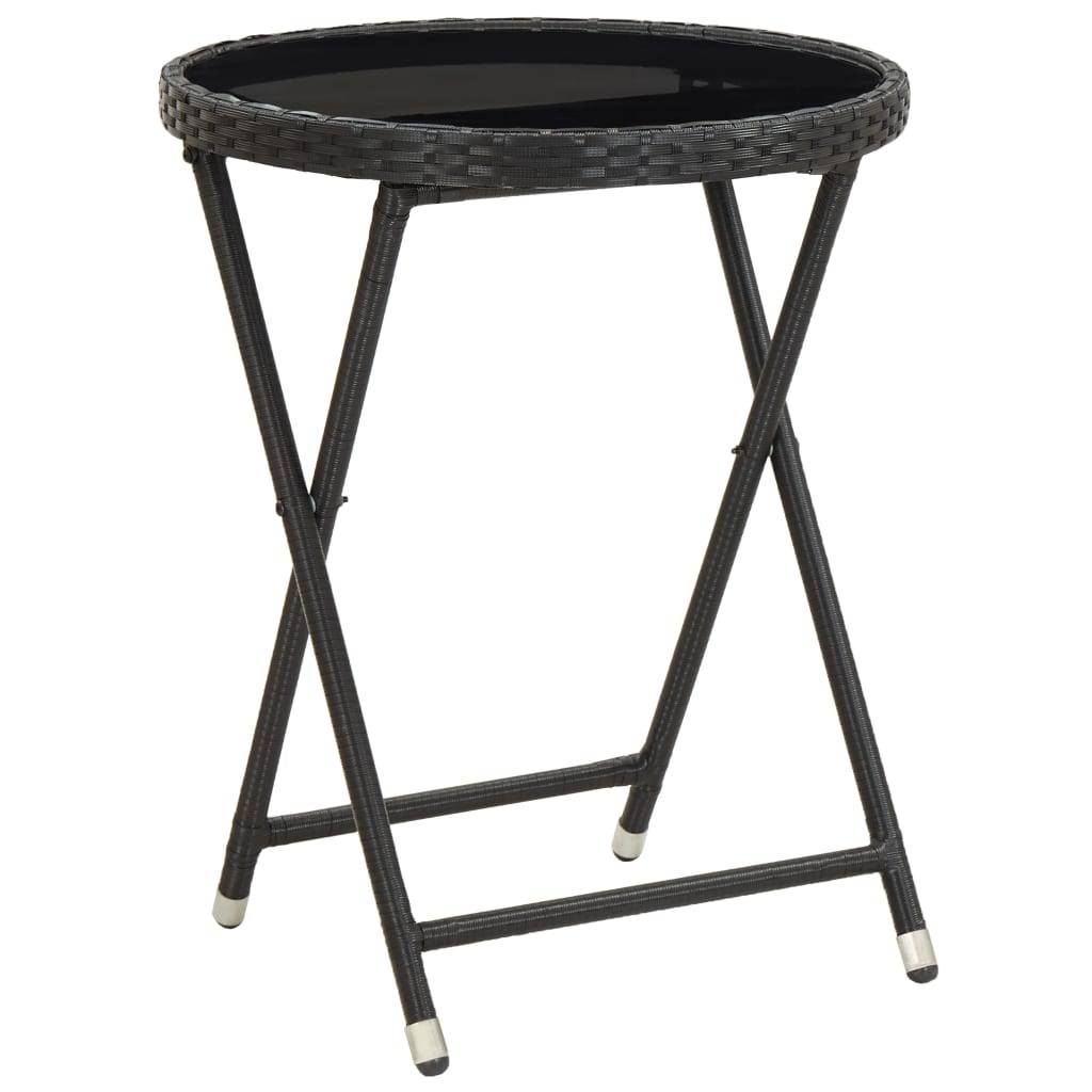 Helloshop26 - Ensemble de bistro jardin meuble extérieur terrasse 3 pièces résine tressée et verre trempé noir - Image 7