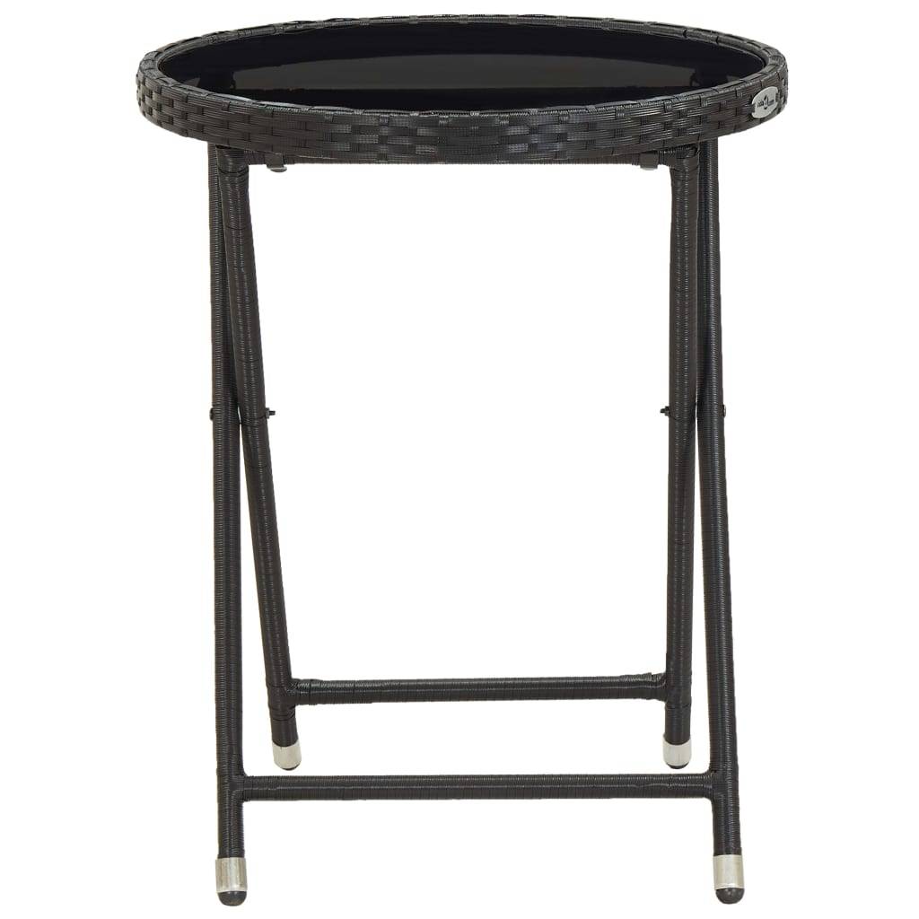 Helloshop26 - Ensemble de bistro jardin meuble extérieur terrasse 3 pièces résine tressée et verre trempé noir - Image 8