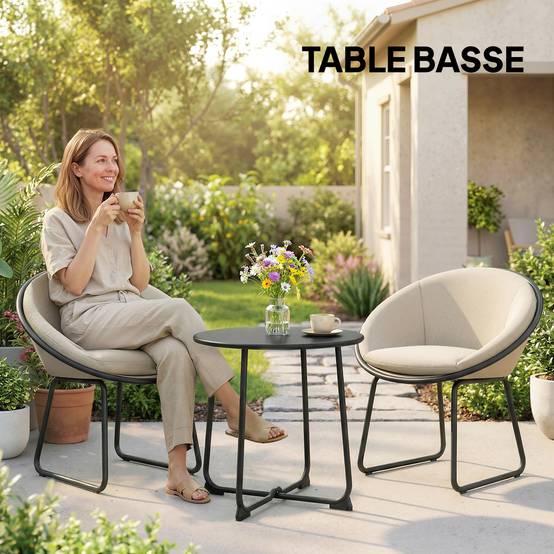 PANGIVO - Table basse de jardin métal noir 50 x 50 x 45.5 cm - PANGIVO - Image 10