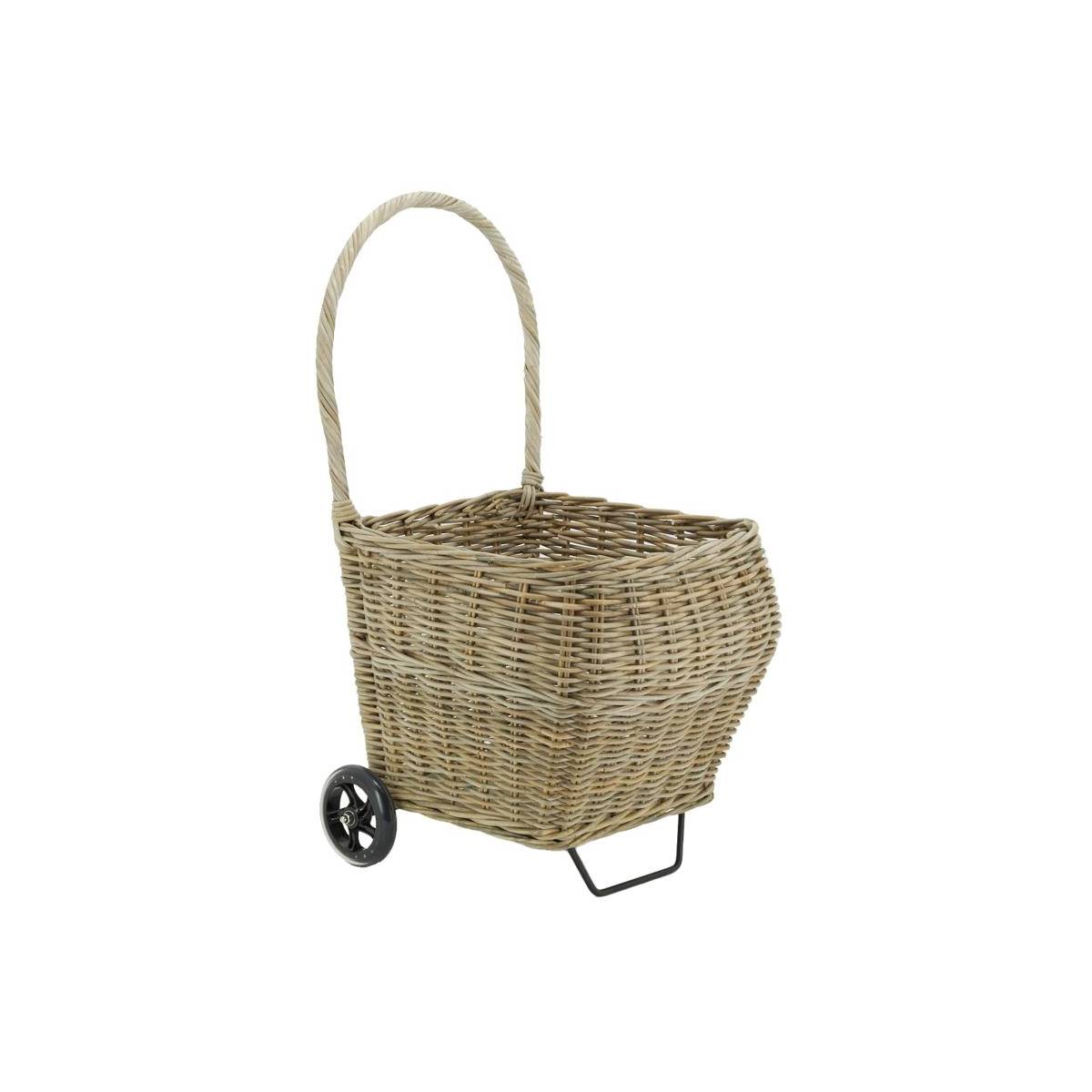 Aubry Gaspard - Chariot à bûches en rotin gris Arrondi - Image 1