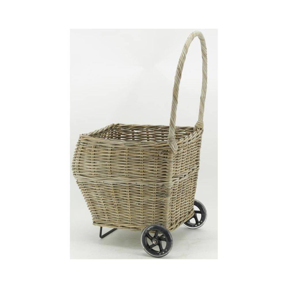 Aubry Gaspard - Chariot à bûches en rotin gris Arrondi - Image 2
