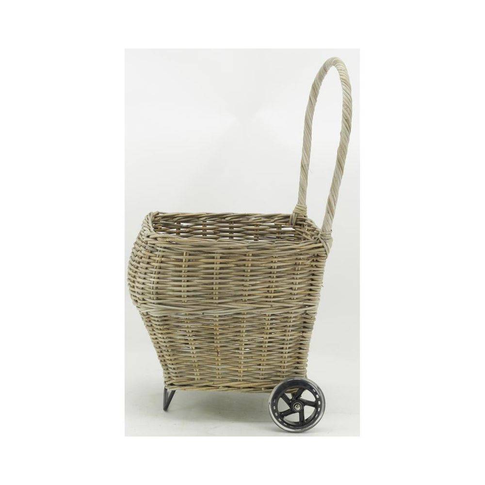 Aubry Gaspard - Chariot à bûches en rotin gris Arrondi - Image 3