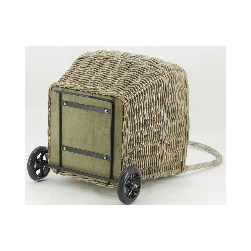 Aubry Gaspard - Chariot à bûches en rotin gris Arrondi - Image 4