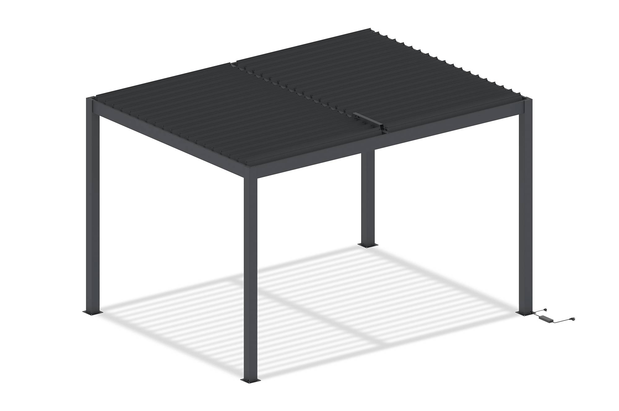 Pergola bioclimatique motorisée 4x3 m autoportée à LED AGOSTA hauteur 250 cm - Aluminium gris - Image 8
