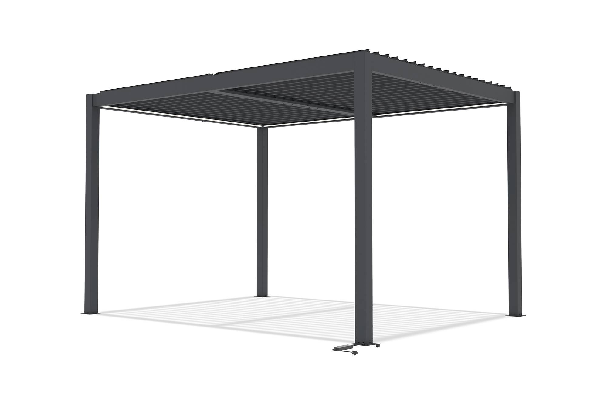 Pergola bioclimatique motorisée 4x3 m autoportée à LED AGOSTA hauteur 250 cm - Aluminium gris - Image 7