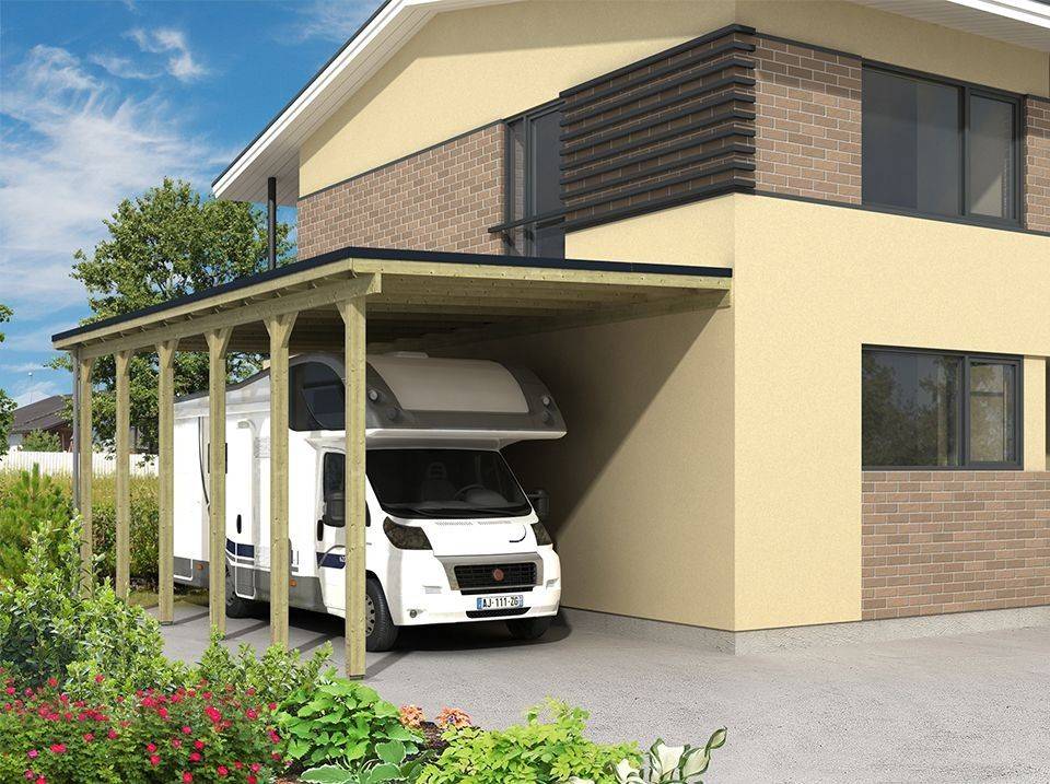 Abri Camping Car ARIZONA - 1 Vehicule - 363 x 703 - Abris Voiture - Feutre Bitumeux - Adossé - Toit Plat
