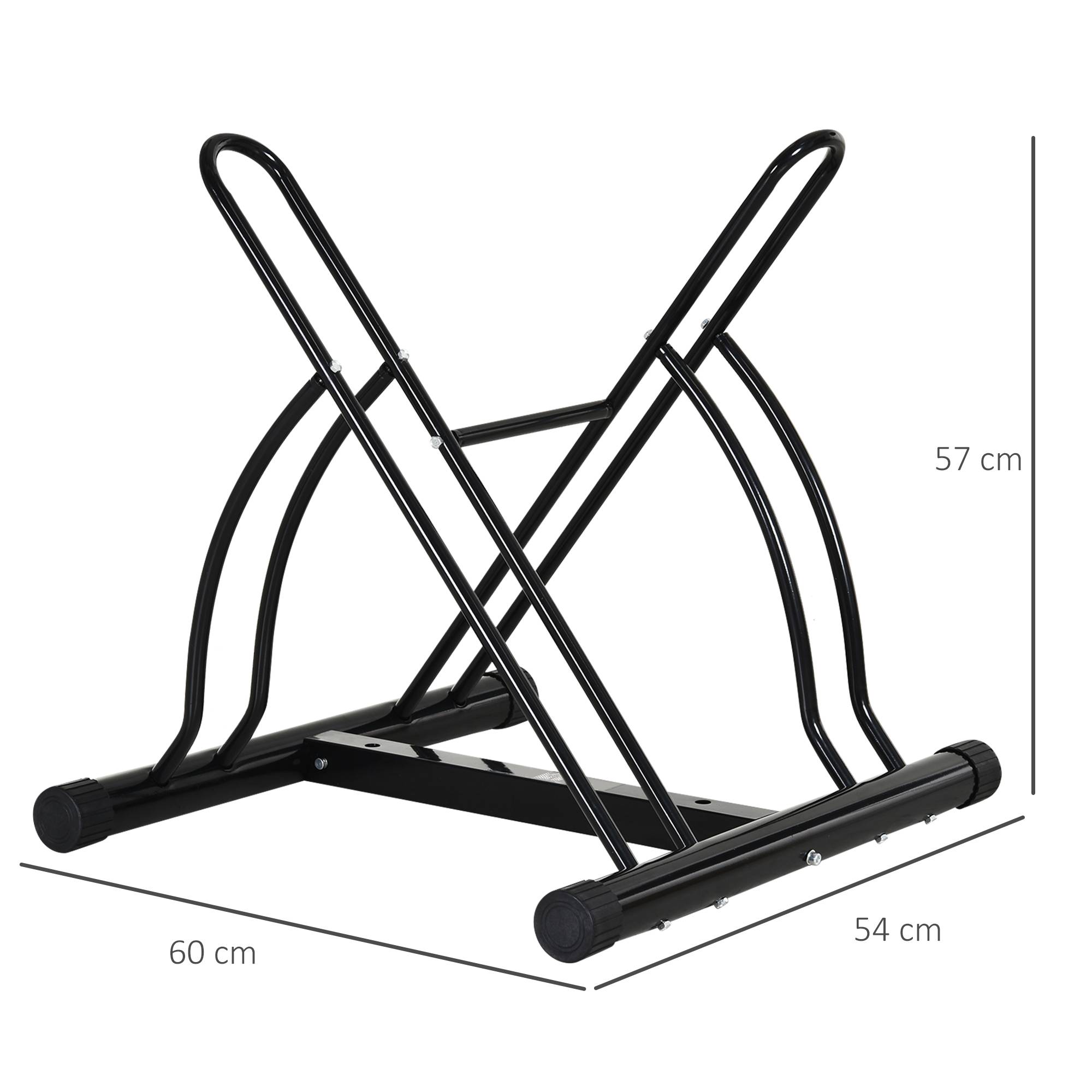 Porte-vélos sur pied pour 2 vélos, pneus jusqu’à 6,5 cm, cadre acier noir réglable 60x54x57 cm garage - Image 5