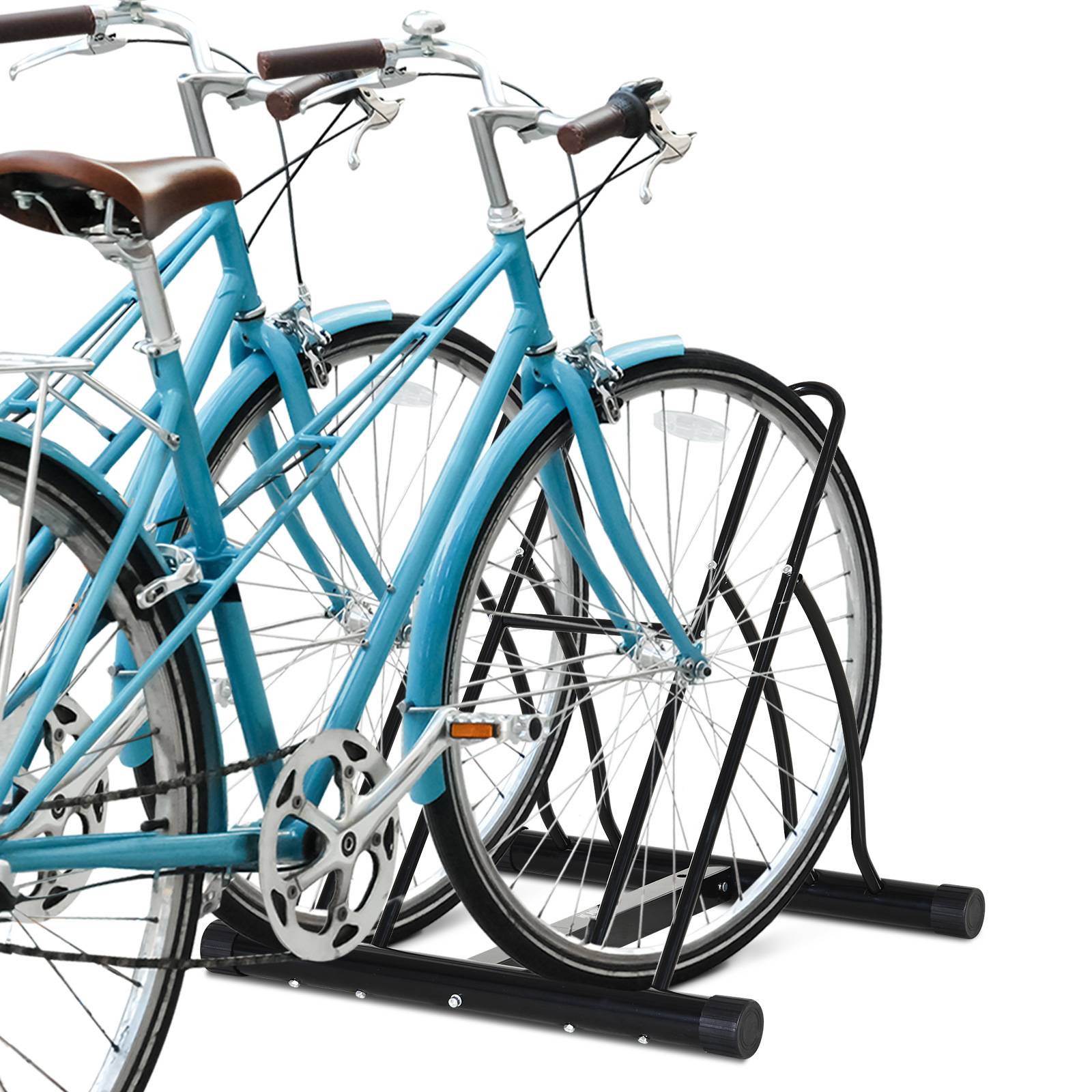 Porte-vélos sur pied pour 2 vélos, pneus jusqu’à 6,5 cm, cadre acier noir réglable 60x54x57 cm garage - Image 4