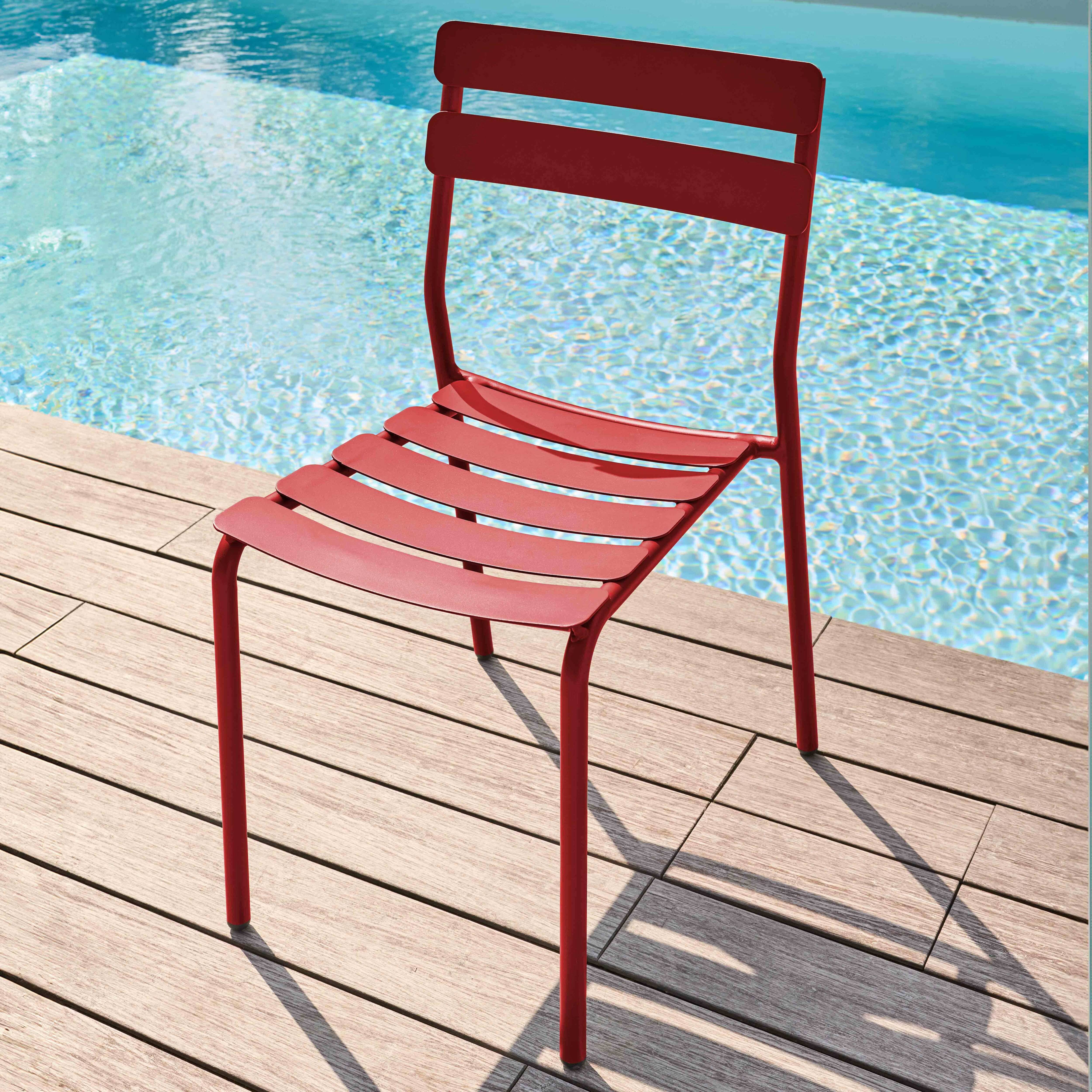Oviala - Chaise de terrasse en aluminium rouge foncé Almada - Oviala - Image 2