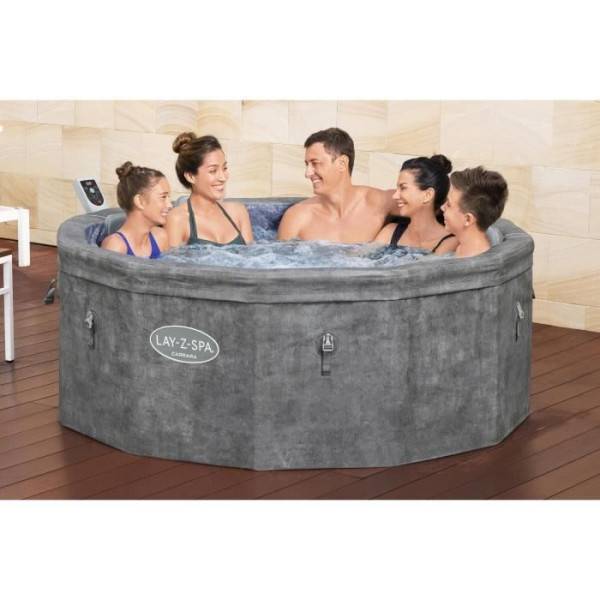 Bestway - Spa gonflable BESTWAY - Lay-Z-Spa Carrara - 140 airjets - 170 x 65 cm - 4 a 6 places - Rond (couverture, cartouche, 4 appuie-tet - Image 2
