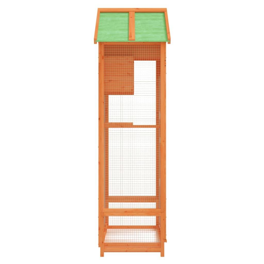 Volière de jardin en bois de pin massif avec nichoir Marron 170 cm – ComfortXL Pet Living - Image 6