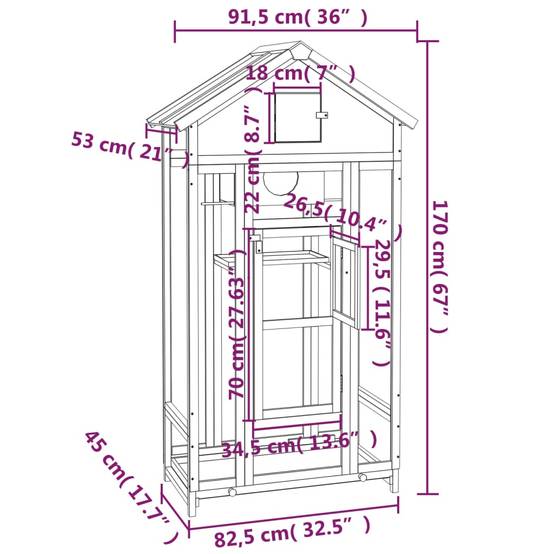 Volière de jardin en bois de pin massif avec nichoir Marron 170 cm – ComfortXL Pet Living - Image 8