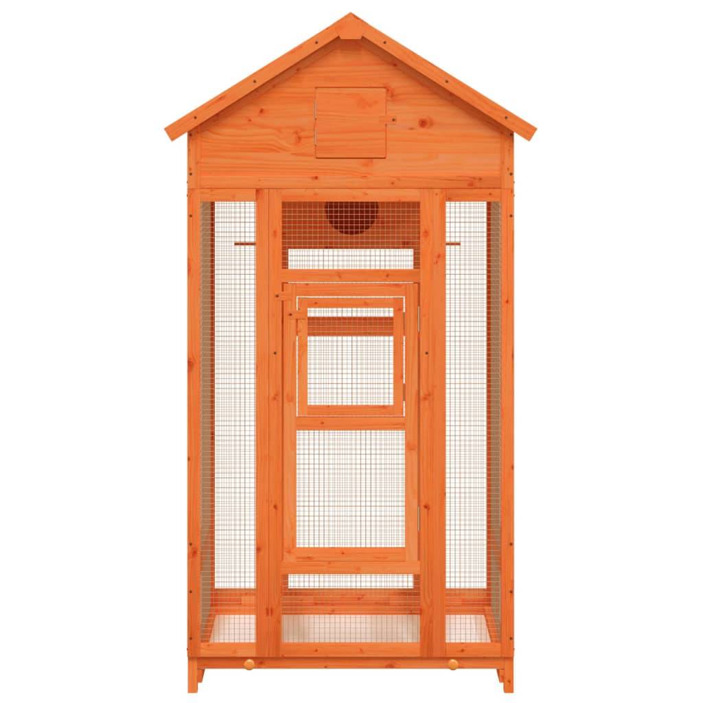 Volière de jardin en bois de pin massif avec nichoir Marron 170 cm – ComfortXL Pet Living - Image 3