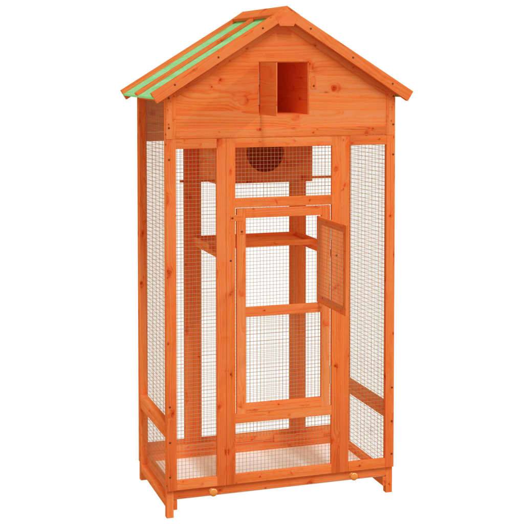 Volière de jardin en bois de pin massif avec nichoir Marron 170 cm – ComfortXL Pet Living - Image 4