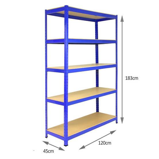 Monstershop - Rayonnage Bleu T-Rax de 120cm x 45cm x 180cm, en Acier et Sans Boulons - Image 4