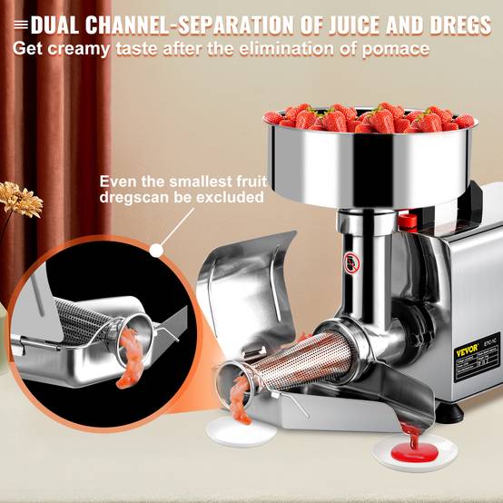 VEVOR Presse tomates électrique 370W, pour coulis, purée et confiture. - Image 3