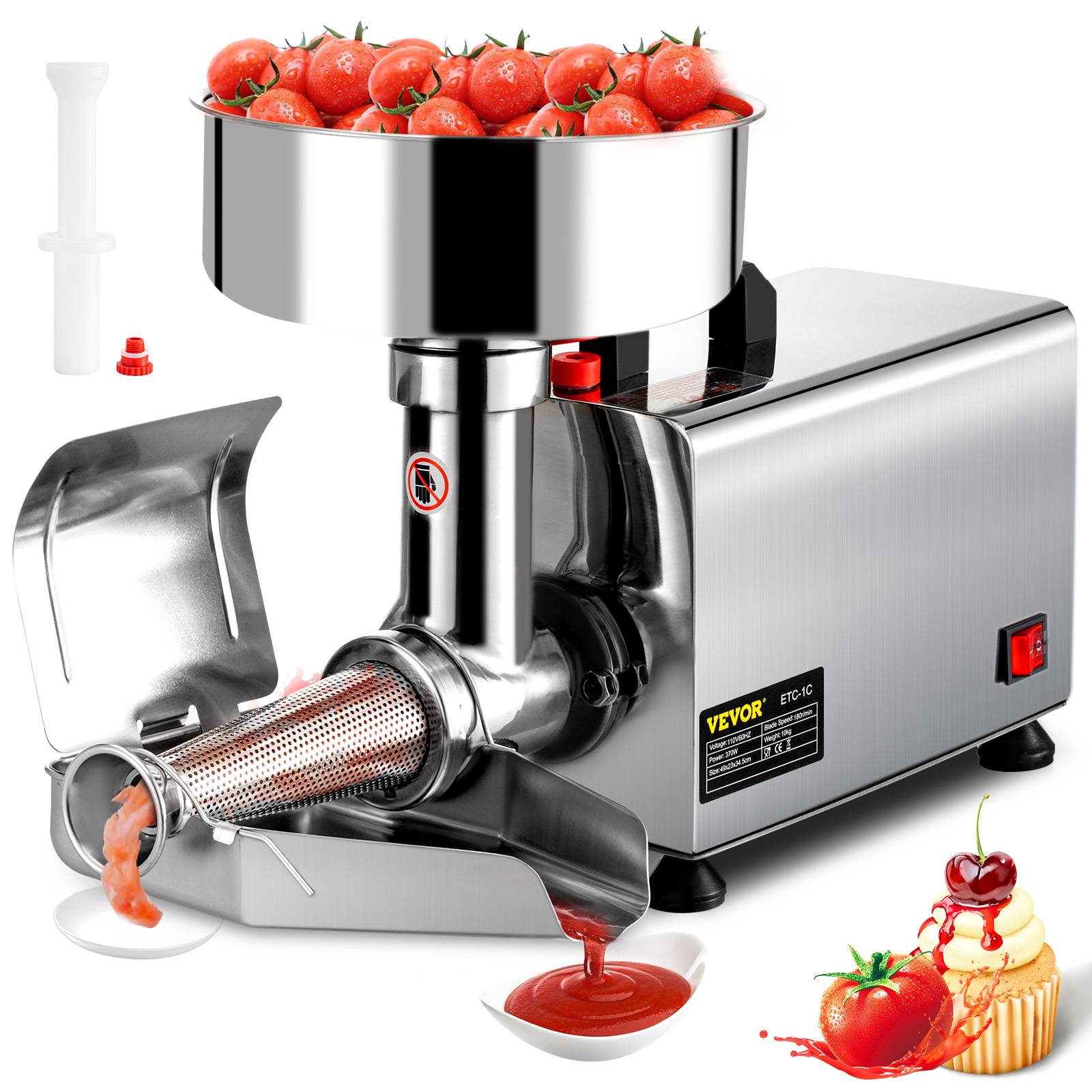 VEVOR Presse tomates électrique 370W, pour coulis, purée et confiture. - Image 1