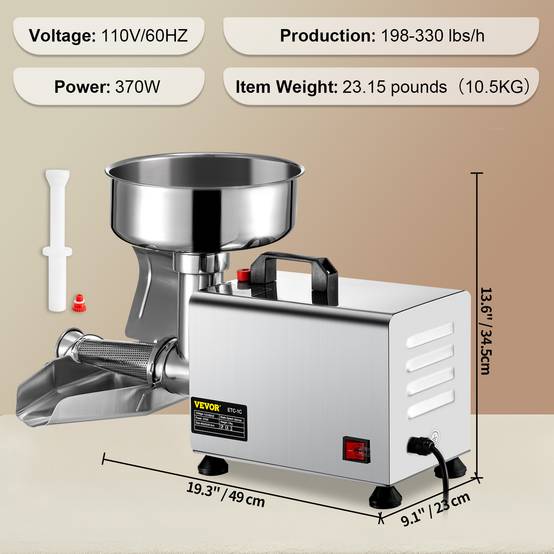 VEVOR Presse tomates électrique 370W, pour coulis, purée et confiture. - Image 7