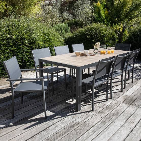 Oviala - Table de jardin en aluminium et céramique 8 places 166 cm Tivoli - Oviala - Image 6