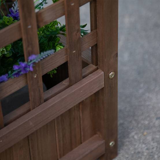 Jardinière avec treillis bois sapin balcon terrasse drainage de l'eau 64x28x120cm marron - ComfortXL Outdoor Living - Image 9