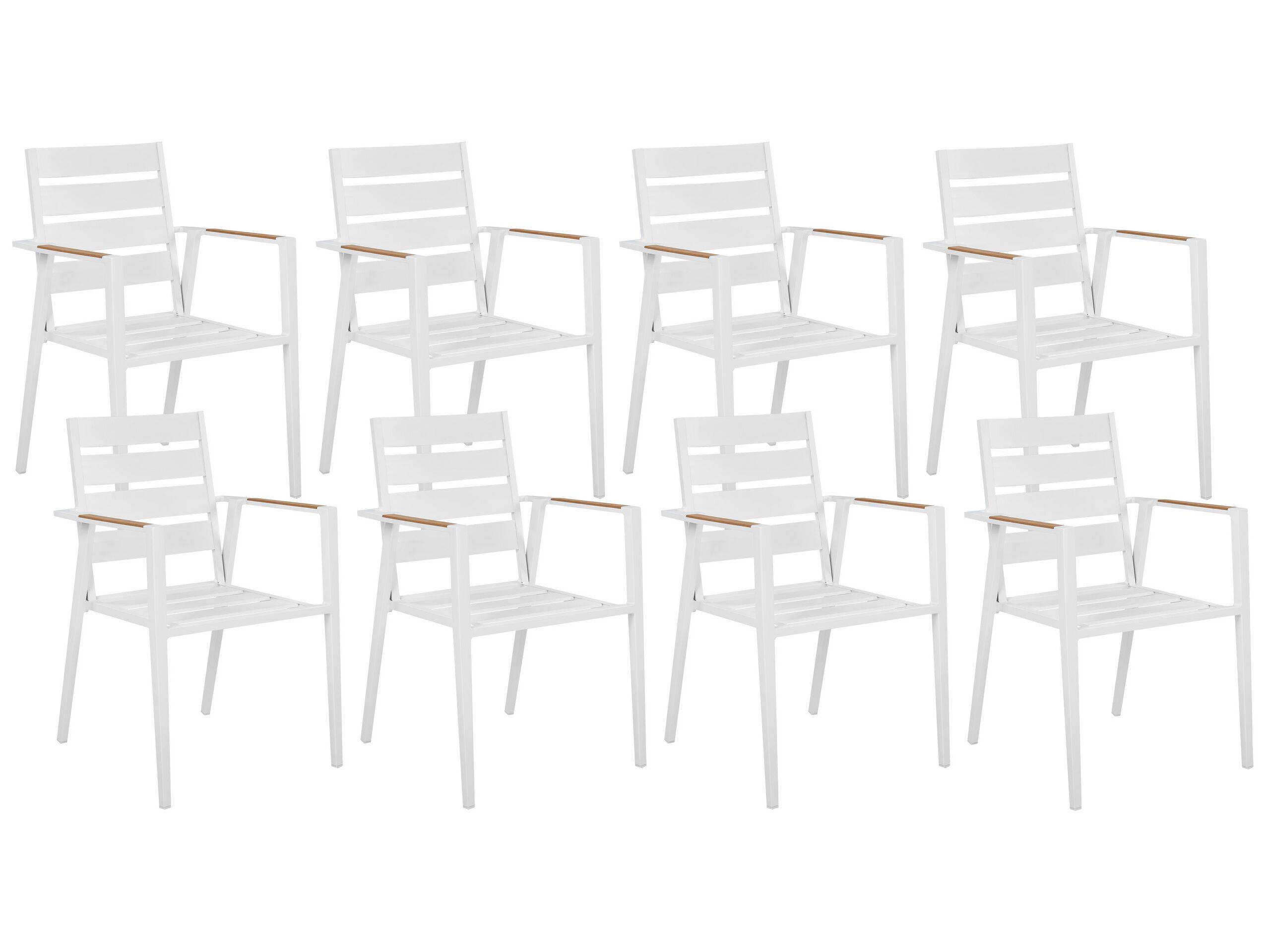 Beliani - Salle à Manger de Jardin Blanc en Aluminium Table Rectangle avec 8 Chaises avec Coussins Pour Repas Convivial en Extérieur - Image 8