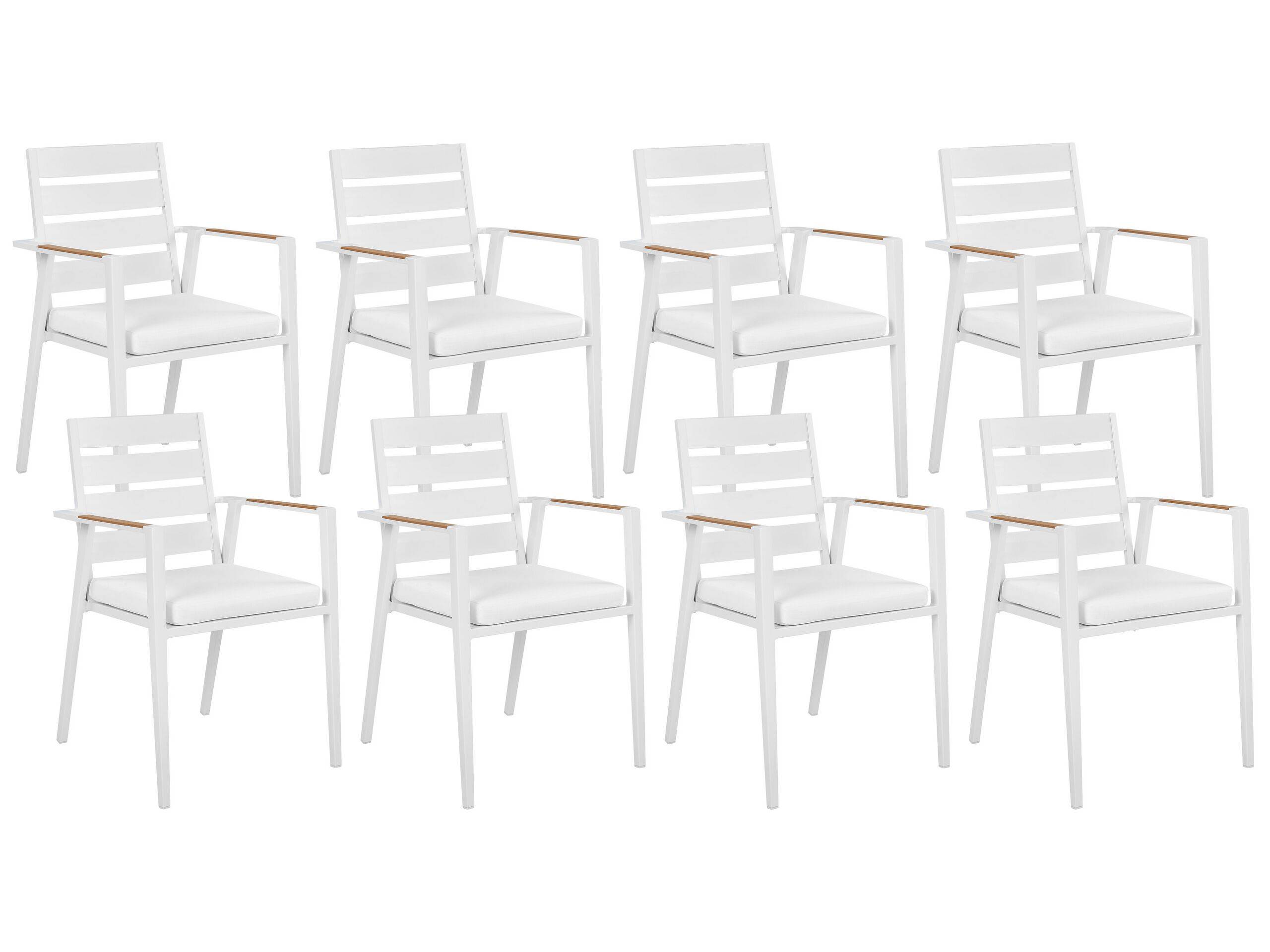Beliani - Salle à Manger de Jardin Blanc en Aluminium Table Rectangle avec 8 Chaises avec Coussins Pour Repas Convivial en Extérieur - Image 7