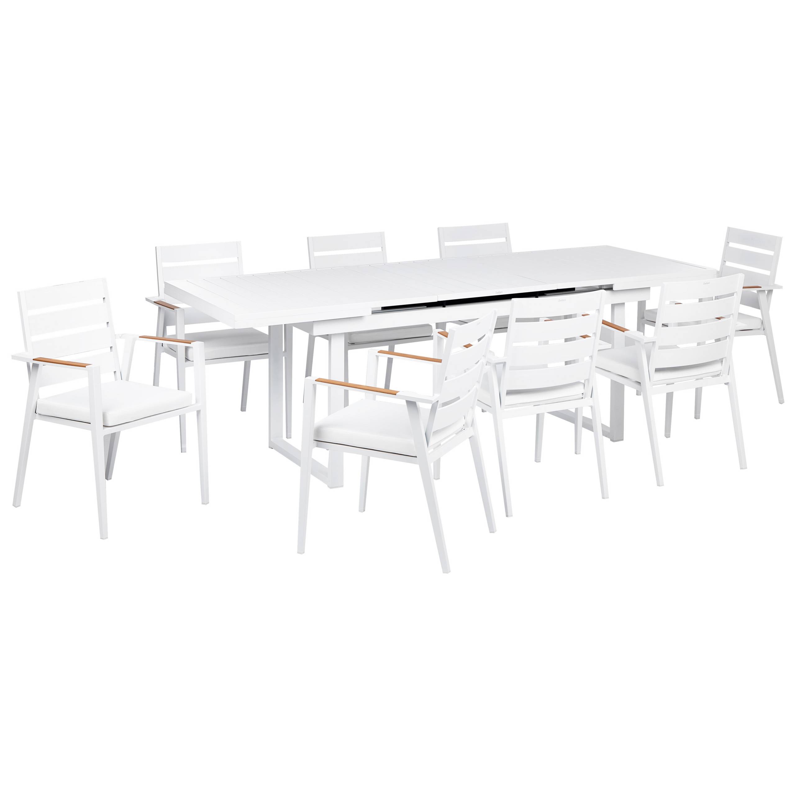 Beliani - Salle à Manger de Jardin Blanc en Aluminium Table Rectangle avec 8 Chaises avec Coussins Pour Repas Convivial en Extérieur - Image 1