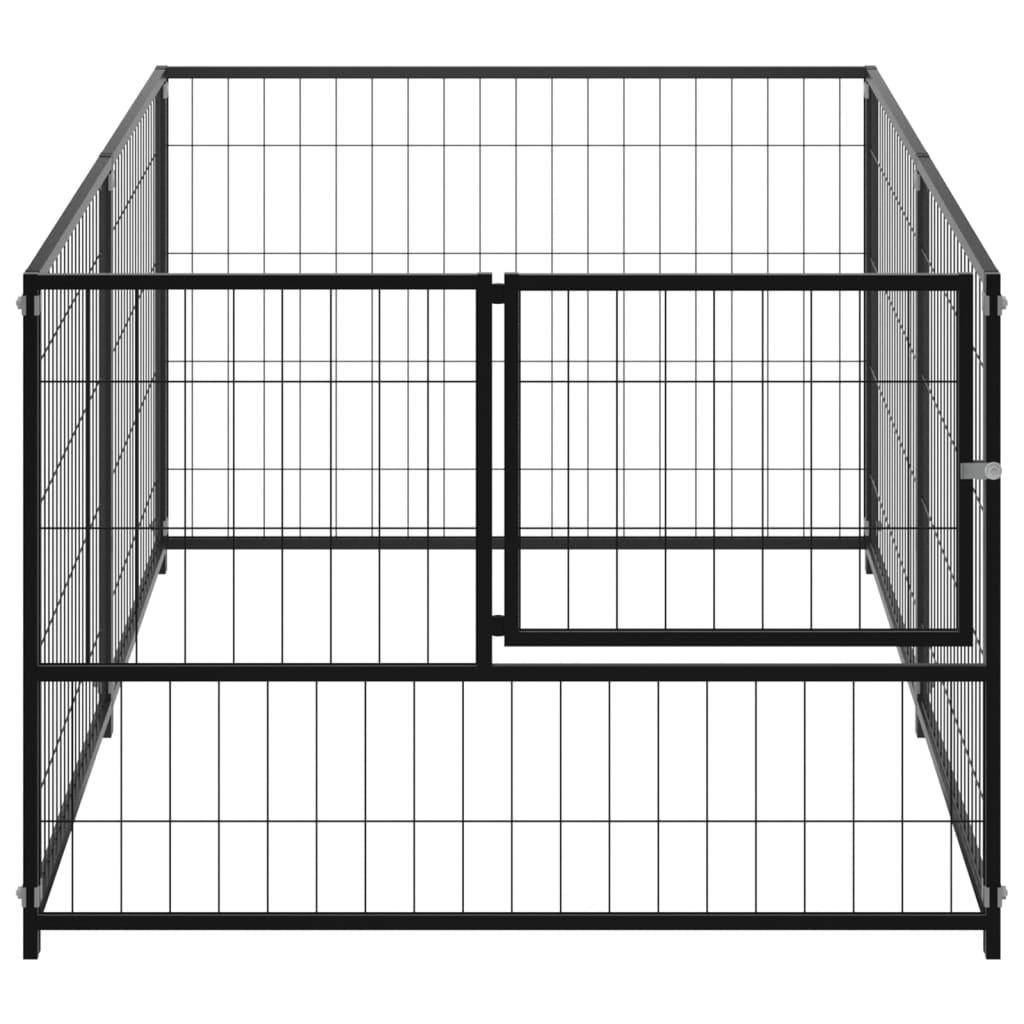 Helloshop26 - Chenil extérieur cage enclos parc animaux chien noir 200 x 100 x 70 cm acier - Image 4