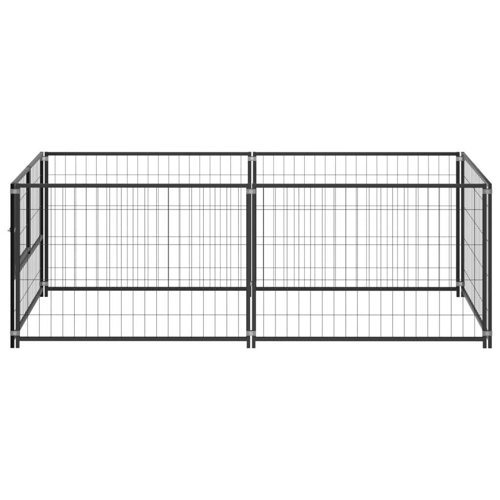 Helloshop26 - Chenil extérieur cage enclos parc animaux chien noir 200 x 100 x 70 cm acier - Image 3