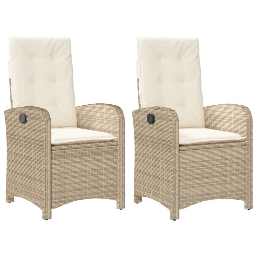 Vidaxl - Chaises inclinables de jardin lot de 2 et coussins beige rotin vidaXL 365172 - Image 2