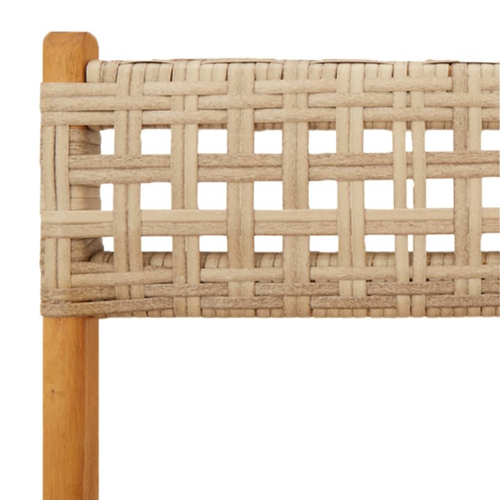 Lot de 4 Chaises de jardin | Chaise d'extérieur pliantes beige rotin et bois massif - Image 9