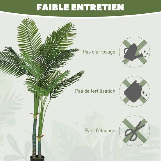 Grand palmier Areca artificiel plastique salon effet naturel 180 cm vert - ComfortXL Outdoor Living - Image 8