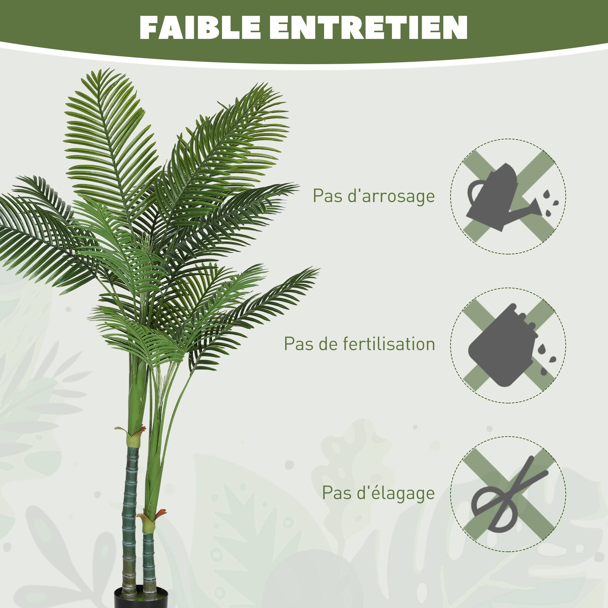 Grand palmier Areca artificiel plastique salon effet naturel 180 cm vert - ComfortXL Outdoor Living - Image 8