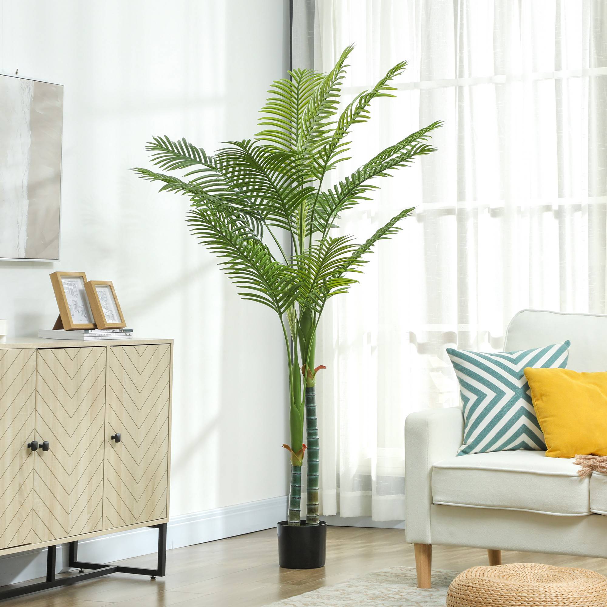Grand palmier Areca artificiel plastique salon effet naturel 180 cm vert - ComfortXL Outdoor Living - Image 10