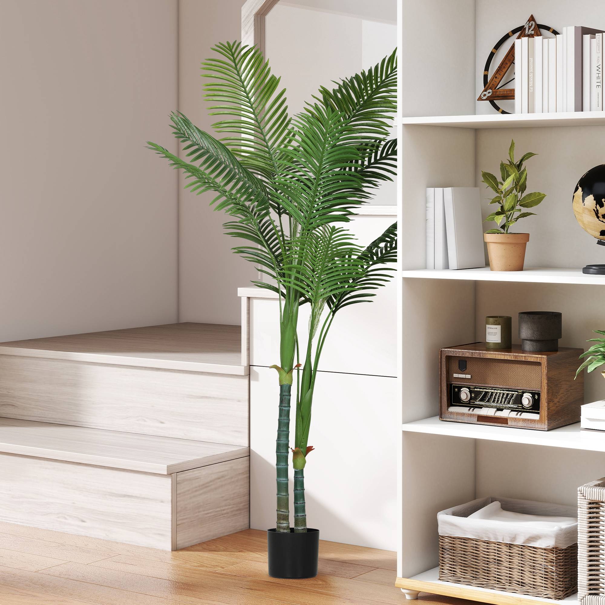 Grand palmier Areca artificiel plastique salon effet naturel 180 cm vert - ComfortXL Outdoor Living - Image 3