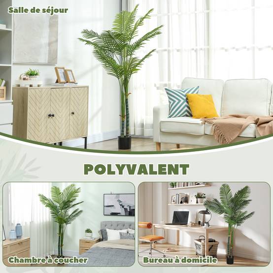 Grand palmier Areca artificiel plastique salon effet naturel 180 cm vert - ComfortXL Outdoor Living - Image 7