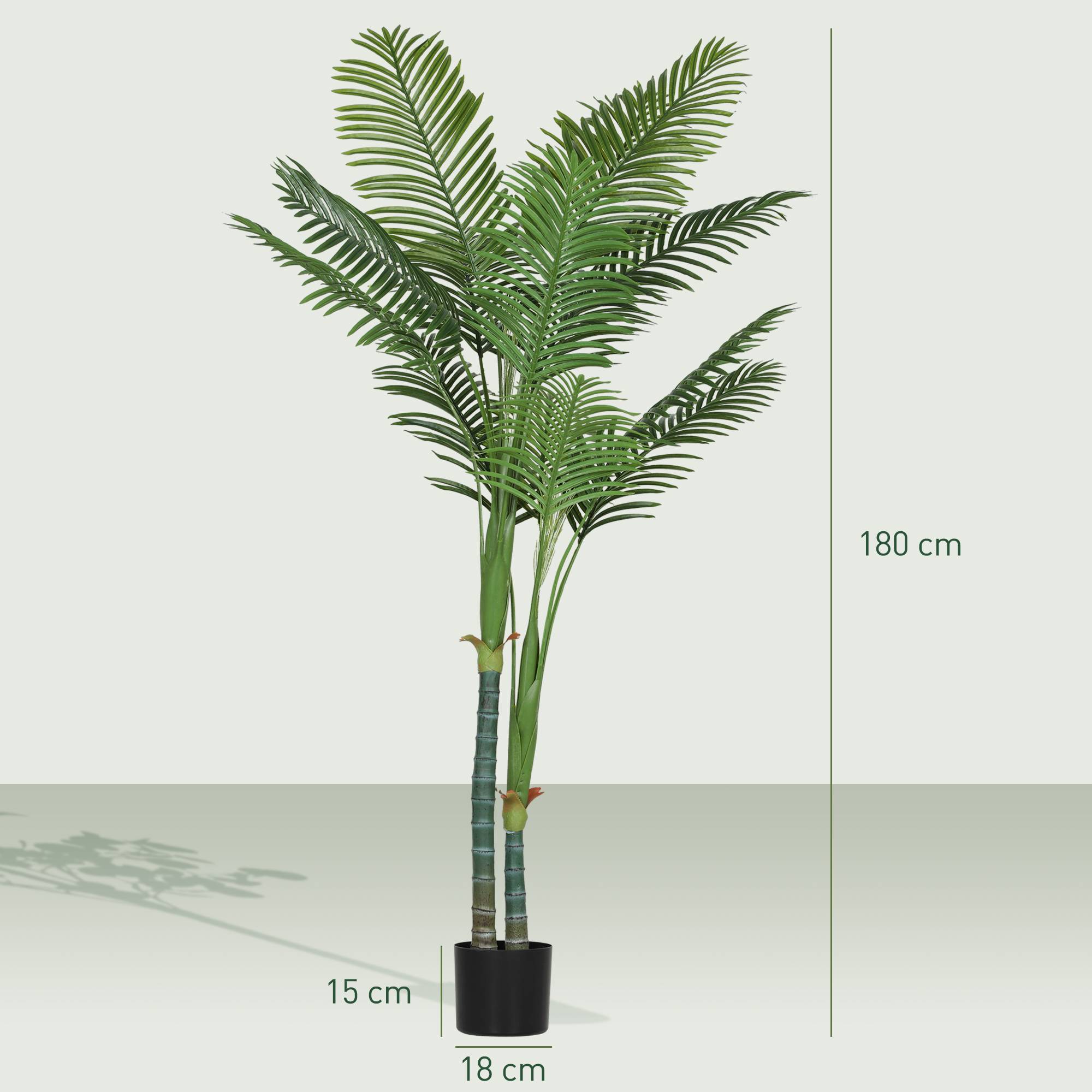 Grand palmier Areca artificiel plastique salon effet naturel 180 cm vert - ComfortXL Outdoor Living - Image 5
