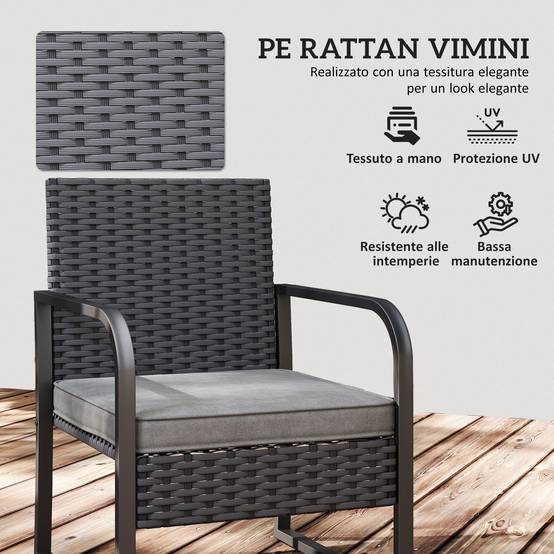 ComfortXL - Petit Salon de Jardin Balcon Résine Tressée 2 Fauteuils Table Verre Gris Foncé Noir - ComfortXL Outdoor Living - Image 7