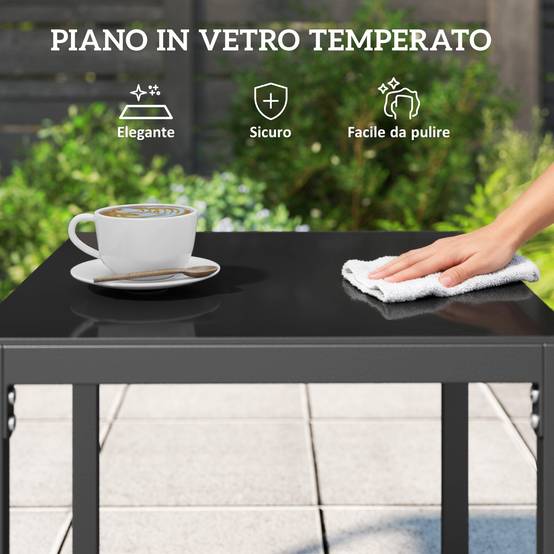 ComfortXL - Petit Salon de Jardin Balcon Résine Tressée 2 Fauteuils Table Verre Gris Foncé Noir - ComfortXL Outdoor Living - Image 8