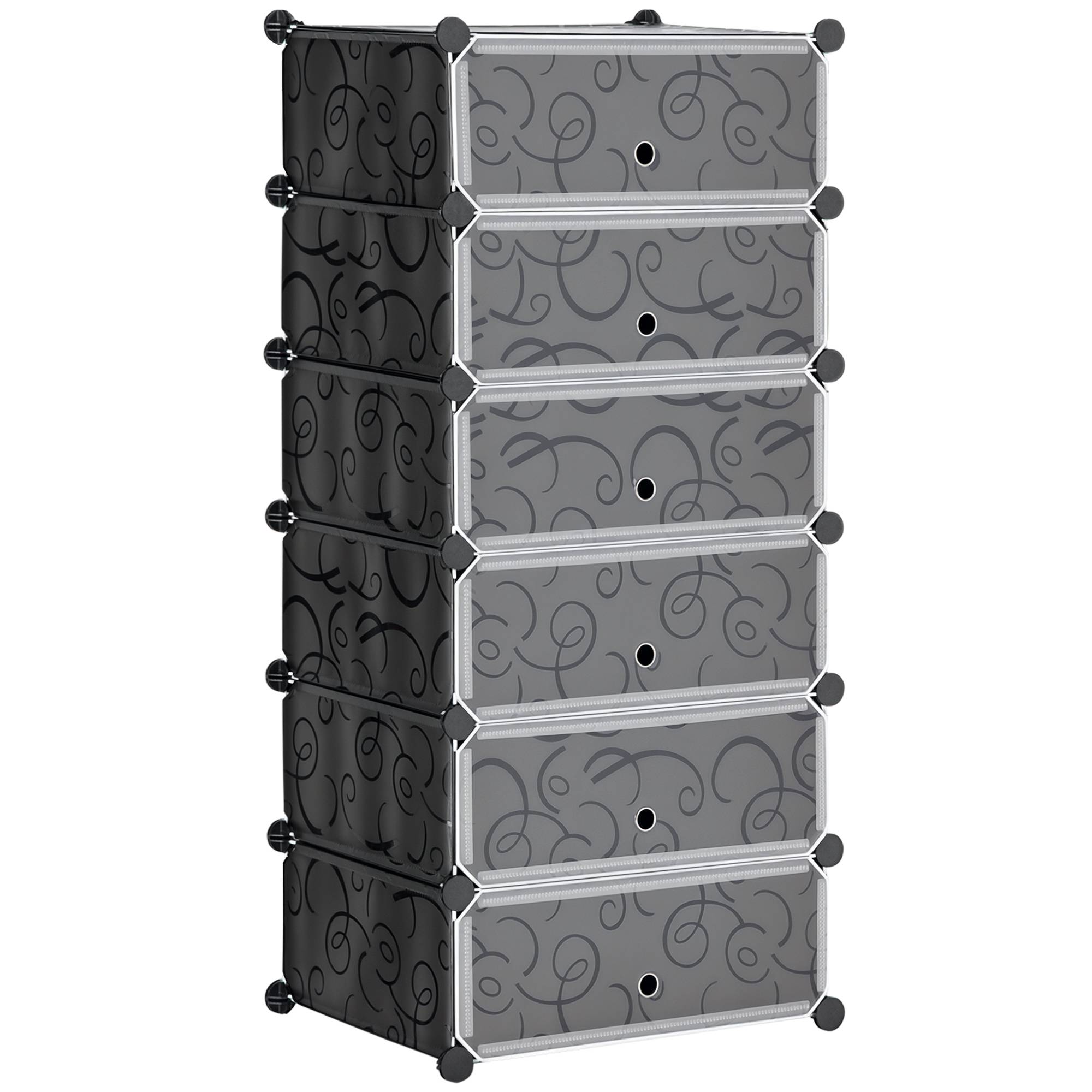 Système d'étagères modulaires pour 6 paires de chaussures, 49 cm x 36,5 cm x 108 cm, noir - Image 1