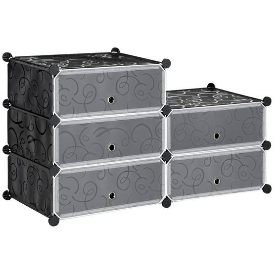 Système d'étagères modulaires pour 6 paires de chaussures, 49 cm x 36,5 cm x 108 cm, noir - Image 2
