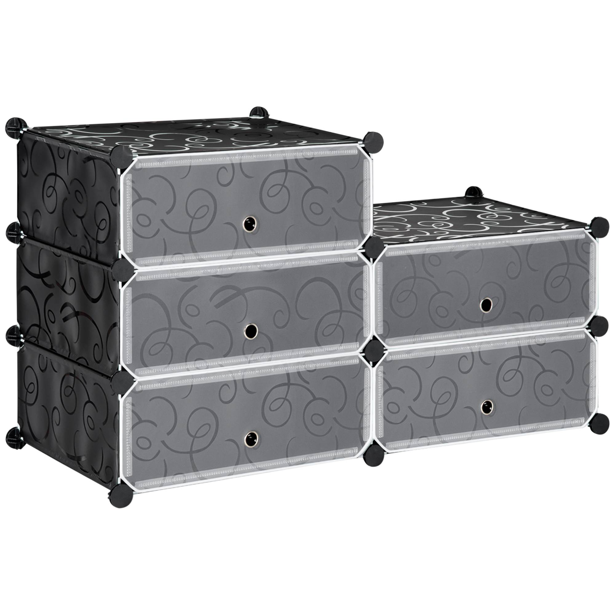 Système d'étagères modulaires pour 6 paires de chaussures, 49 cm x 36,5 cm x 108 cm, noir - Image 2