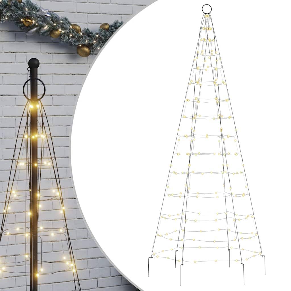Sapin De Noël - Arbre de Noël lumineux sur mât de drapeau 200 LED blanc 180 cm - Image 1