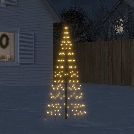 Sapin De Noël - Arbre de Noël lumineux sur mât de drapeau 200 LED blanc 180 cm - Image 2