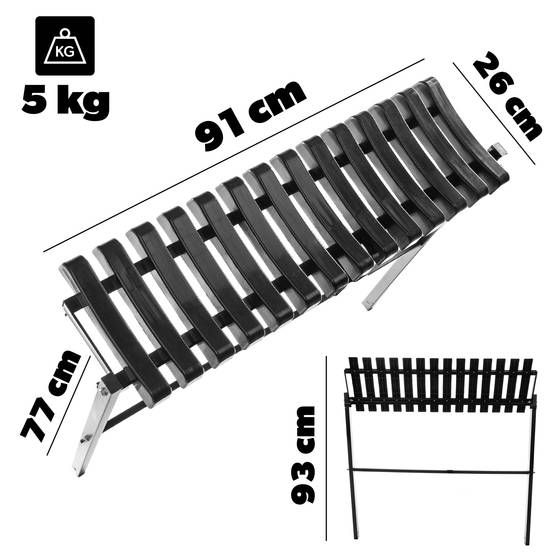 Banc de Jardin Pliable Noir, 77x91cm, Stabilité Extérieure - Image 2